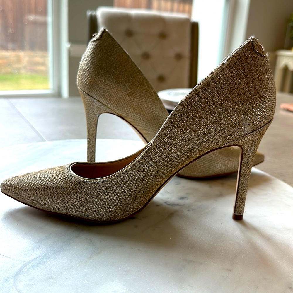 Sam Edelman Hazel Orella Metallic Gold Pointy Toe Pumps Heels